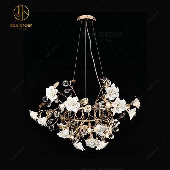 Best Selling Wedding Flower Lighting Ceiling Lamp Restaurant Floor Lamp Ceramic Flower Light